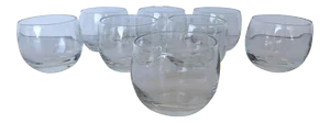 Mid-Century Roly Poly Clear Cocktail Glasses - Set of 7