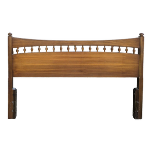 1970s Mid-Century Honey Chestnut All Wood Spindle Queen Sized Headboard