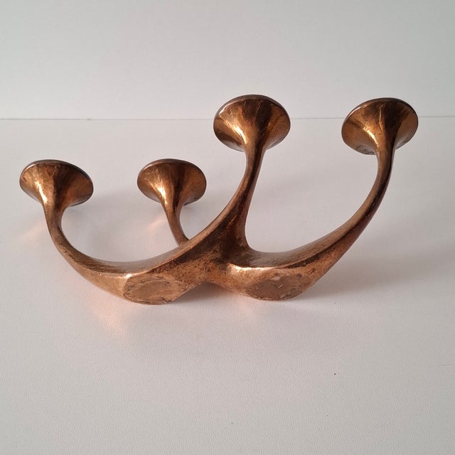 Michael Harjes Brutalist Bronze Candlestick, Germany, 1960s For Sale - Image 11 of 12