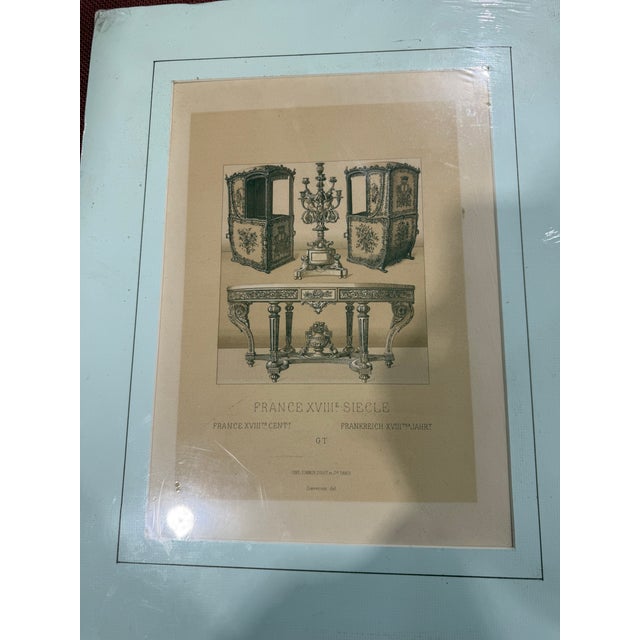French Antique Reproduction Print of French 18th Century Furniture by Racinet 1888 For Sale - Image 3 of 3