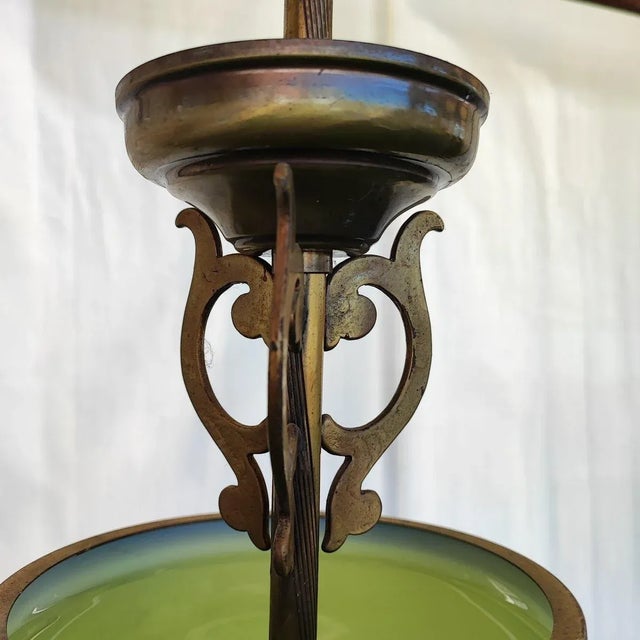 Ministerial Chandelier in Green Glass and Metal For Sale - Image 6 of 11