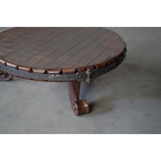 Metal Rustic Round Coffee Table with Iron Details, Netherlands, 1960s For Sale - Image 7 of 13