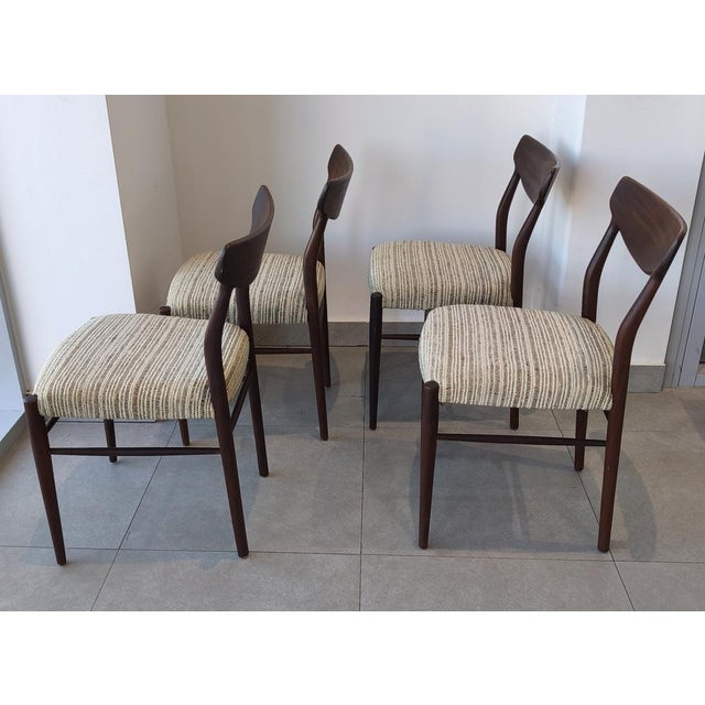 1960s Mid-Century Wooden Dining Chairs with Wool Upholstery from Lübke, 1960s, Set of 4 For Sale - Image 5 of 7