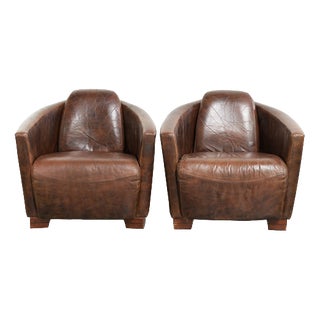 Cowhide Aviator Armchairs in Warm Brown Color, Set of 2 For Sale