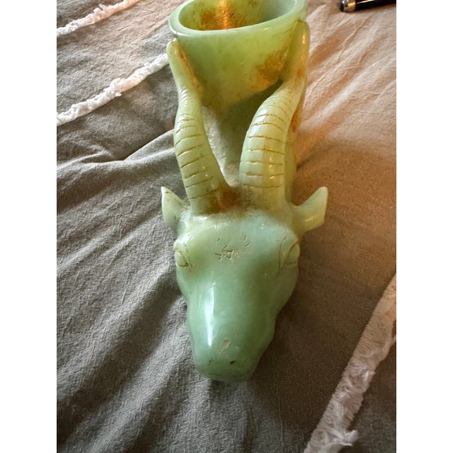 Antique Jadite “Jue” Libation Cup in the Form of a Water Buffalo. For Sale - Image 9 of 11