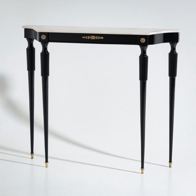 Mid-20th Century Black Console Table with White Stone Top, Italy For Sale - Image 15 of 18