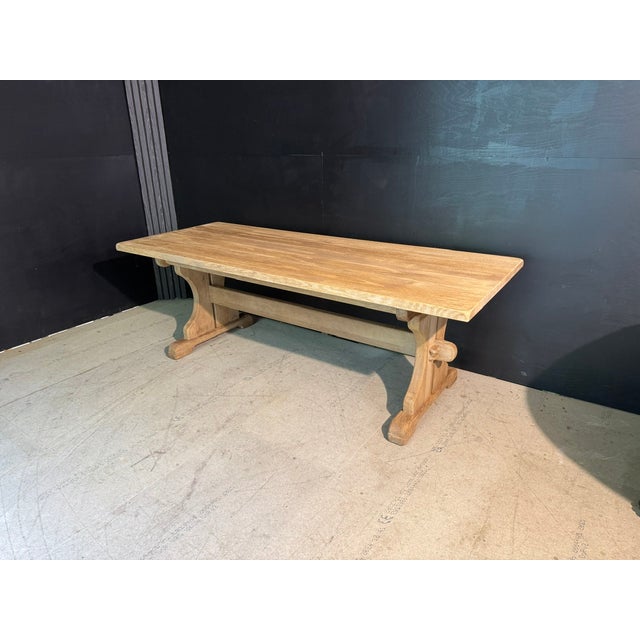 Bleached Oak Farmhouse Dining Table, 1920s For Sale - Image 4 of 16