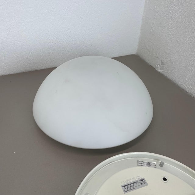 Metal and Glass Wall or Ceiling Lights attributed to Glashütte Limburg, Germany, 1980, Set of 2 For Sale - Image 12 of 17