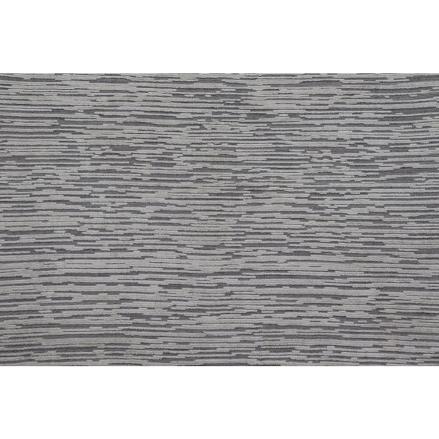 Large Modern Abstract Hi-Low Rug in Light Cream and Dark Gray For Sale - Image 9 of 11