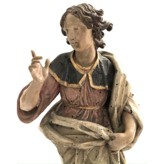 Wood A Late 17th C. Italian or Northern European Carved Wood Sculpture of a Saint For Sale - Image 7 of 9