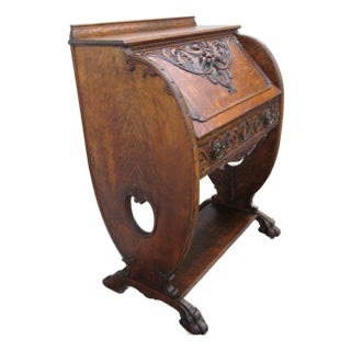 Gothic Late 1800s Tiger Oak Secretary Desk 6276 For Sale