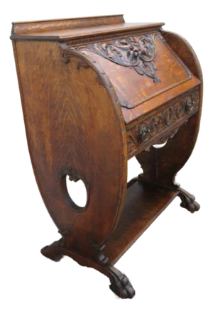 Gothic Late 1800s Tiger Oak Secretary Desk 6276