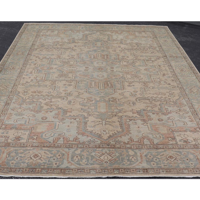 Ivory Heriz-Serapi Design Rug by Keivan Woven Arts 9'10 X 13'6 For Sale - Image 8 of 16