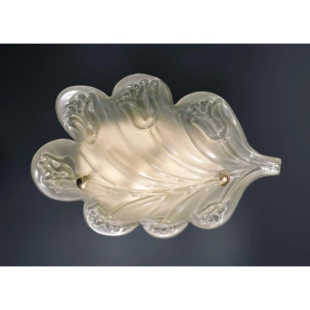 Vintage Italian flush mount or wall light with a large frosted white Murano glass shade / Made in Italy, circa 1960s 4...