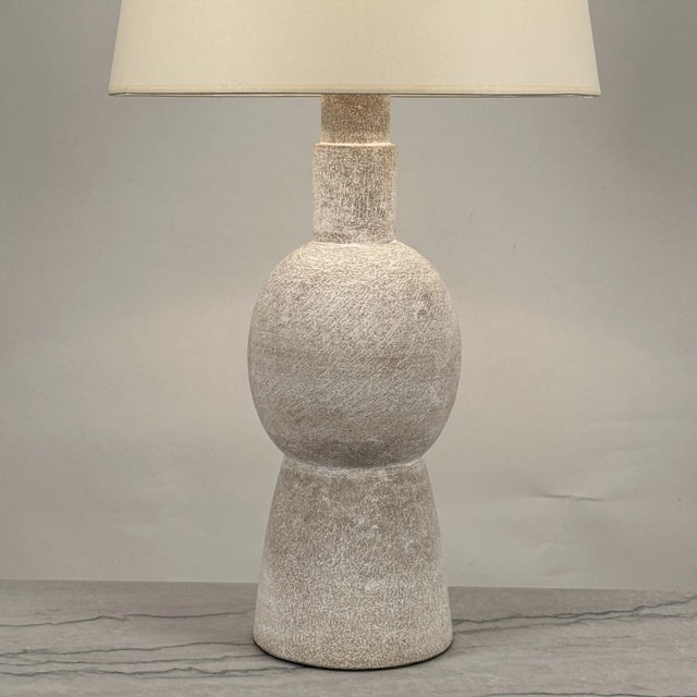 Ceramic Pair of Large 'Bilboquet' White Stoneware Lamps by Design Frères For Sale - Image 7 of 11