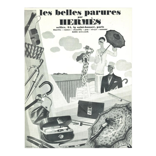 1926 Matted Art Deco Hermes Advertisement Print For Sale