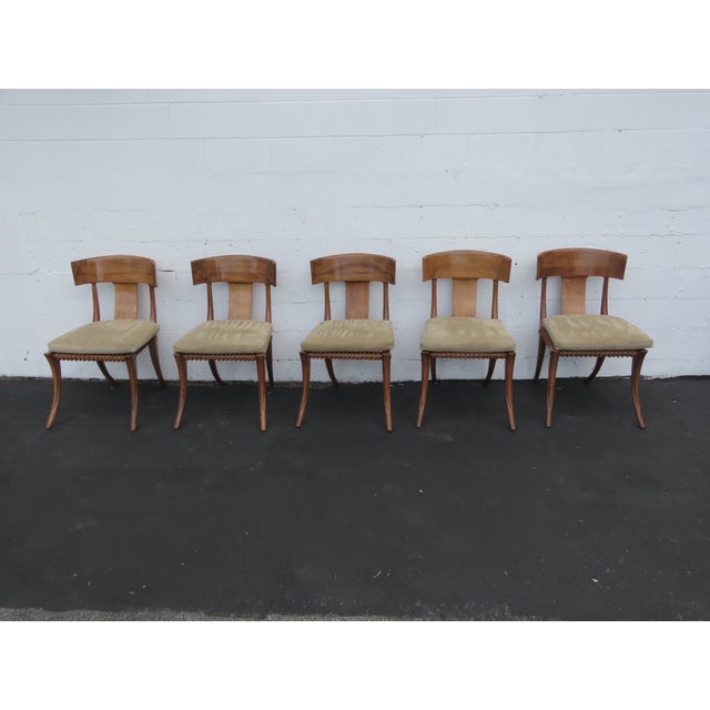 Wood Kreiss Klismos Mid Century Modern Dining Chairs Solid Wood Set of Five 6439a For Sale - Image 7 of 18