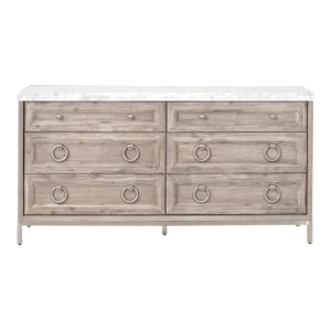Azure Carrera 6-Drawer Double Dresser, Natural Gray Acacia