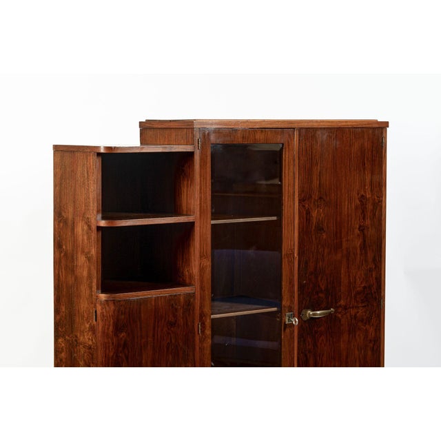 Antique French Art Deco Rosewood Vitrine Display Cabinet or Bookcase, 1940s For Sale In Detroit - Image 6 of 17