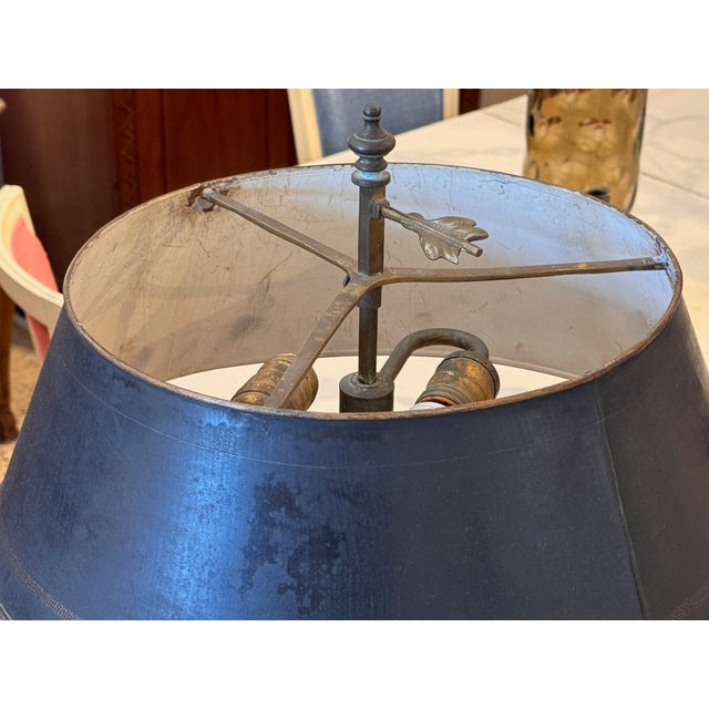 Black 1900s Neoclassical Bouillotte Lamp With Tole Shade For Sale - Image 8 of 14
