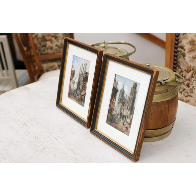 Gray Framed Watercolors Depicting Gothic Churches by Théodore Henri Mansson - A Pair For Sale - Image 8 of 13