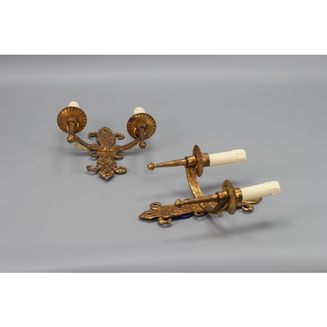 Late 19th Century French Gilt Wrought Iron Sconces, 1890s, Set of 2 For Sale - Image 13 of 18