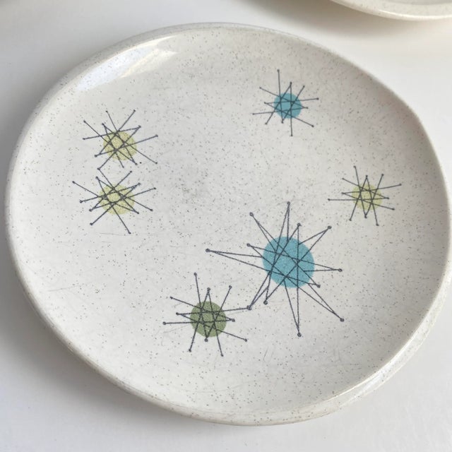 Mid Century Modern 1950s Franciscan Starburst Salad Desert Plates Set Of 3 Fun MCM atomic pattern on these, great to add...