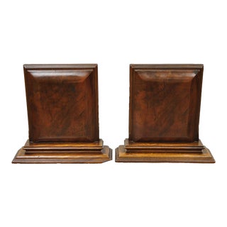 Antique English Edwardian Mahogany Desk Accessory Bookends - a Pair For Sale
