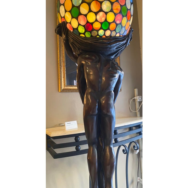 1900s Art Nouveau Bronze Floor Lamp, After Gustave Gurschner For Sale - Image 9 of 12