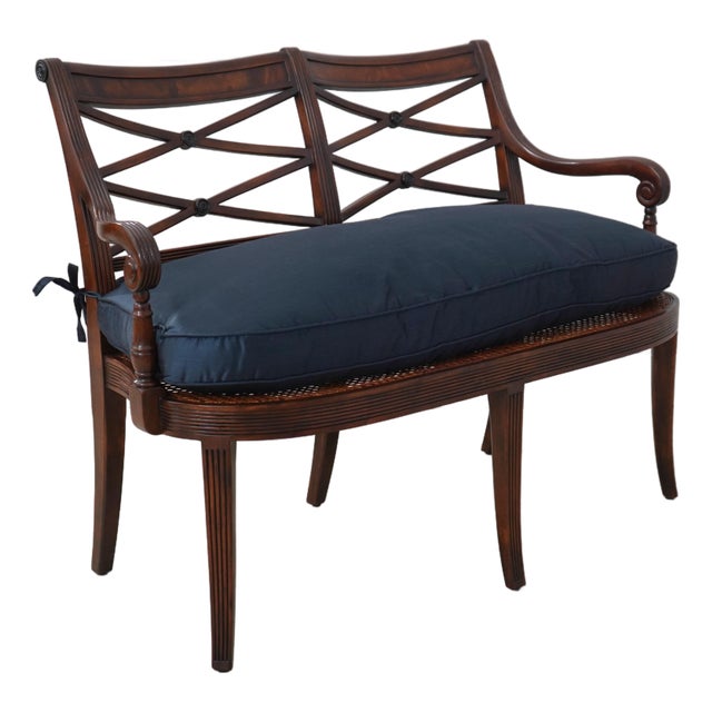 Theodore Alexander Regency Style Cane Seat Window Bench For Sale