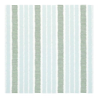 Remnant Thibaut Topsail Stripe Seafoam & Kelly Green Aqua Off White Performance Upholstery Fabric For Sale
