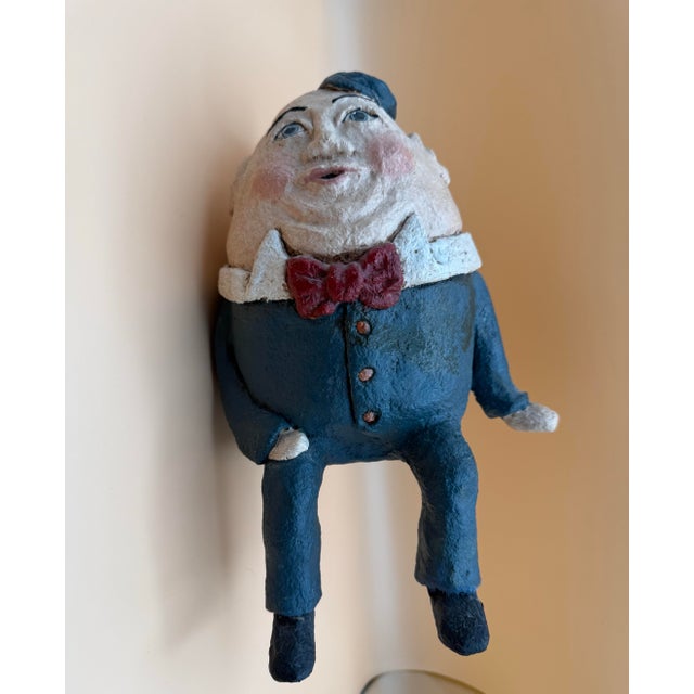 Vintage Papier-Mâché Humpty Dumpty Folk Art Shelf Sitter For Sale - Image 11 of 11