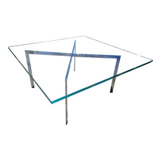 Modern Barcelona Stainless Coffee Table by Mies Van Der Rohe for Knoll Chipped ! For Sale
