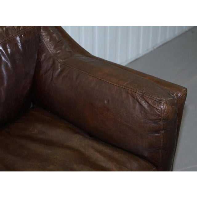 Vintage Brown Leather Sofa For Sale - Image 12 of 18