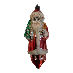 Antique Mercury Glass Santa Christmas Ornament St Nick 1930's
