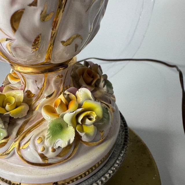 Italian Capodimonte Cherub and Floral Table Lamps- A Pair For Sale In Columbia, SC - Image 6 of 12