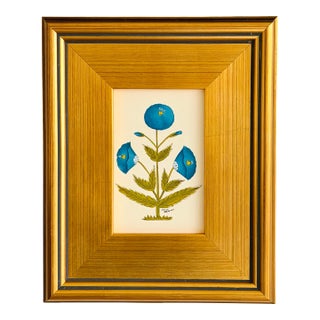 Original Hand-Painted Blue Floral Motif Painting in a Plein Air Frame For Sale