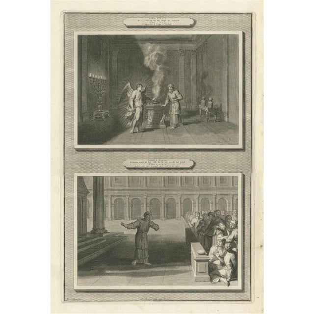 Pieter Mortier, Angel Appears to Zechariah and Zechariah Struck Mute, 1700, Paper For Sale - Image 10 of 10