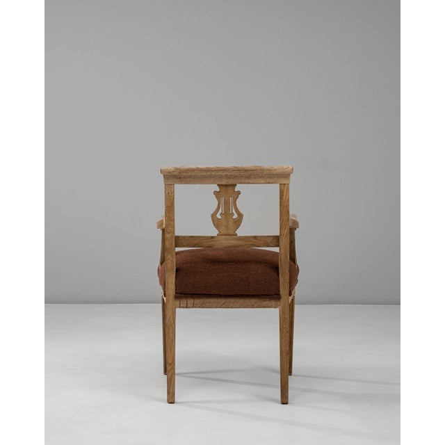 19th Century French Neoclassical Oak Upholstered Armchair With Lyre Back For Sale - Image 18 of 18