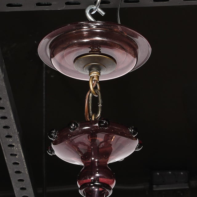 Glass Modernist Hand-Blown Classical Amethyst Murano Glass Chandelier by Lorin Marsh For Sale - Image 7 of 18