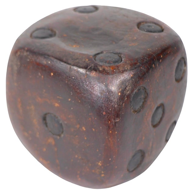 Wood Large Folk Art Carved Wood Dice For Sale - Image 7 of 9