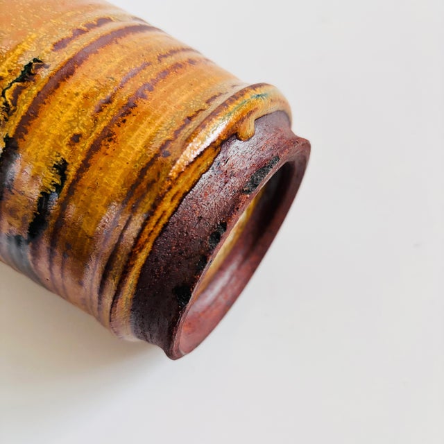 Brown Earth Tone Studio Pottery Vase For Sale - Image 8 of 8