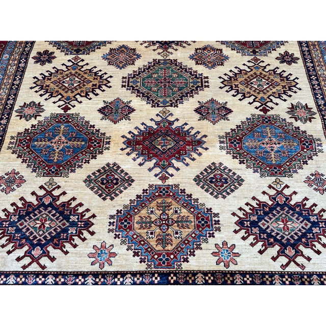 Hand-Knotted Afghan Kazak Wool Area Rug - 8'10" X 11'10" For Sale - Image 10 of 15