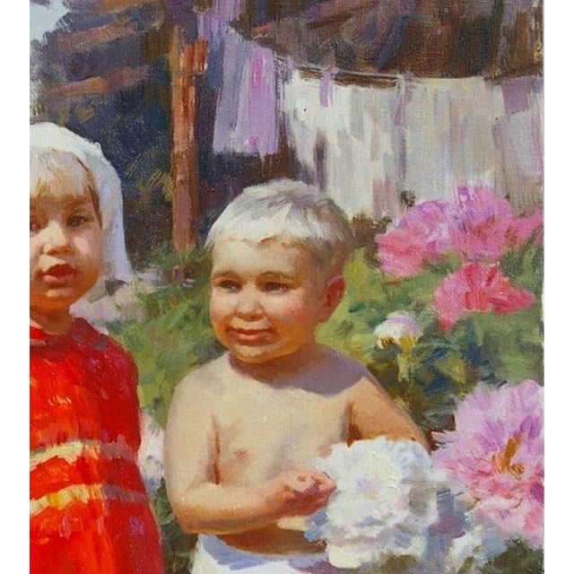 Campaign Soviet Children Portraits Oil Painting Original Ukrainian Artist Polyakov S. 90-85 For Sale - Image 3 of 6