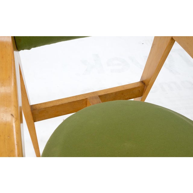 Alvar Aalto Pair of c1950s Blond Birch Scandinavian Swedish Arm Chairs Green Upholstery For Sale - Image 4 of 15