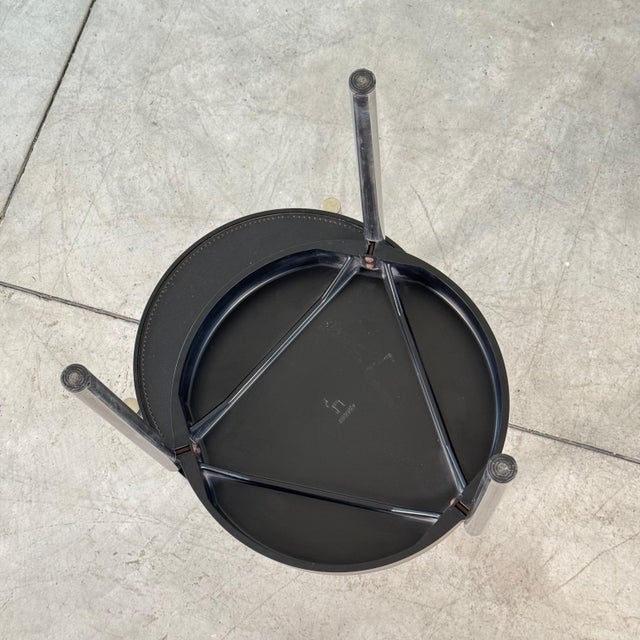 Brighella Stools/Side Tables attributed to Zanotta in Black Leather, 1980s, Set of 2 For Sale - Image 15 of 17