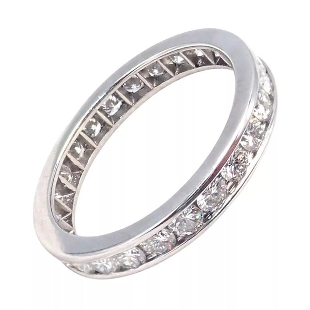 Metal Tiffany & Co Platinum Diamond Full Circle Eternity Band Ring For Sale - Image 7 of 10