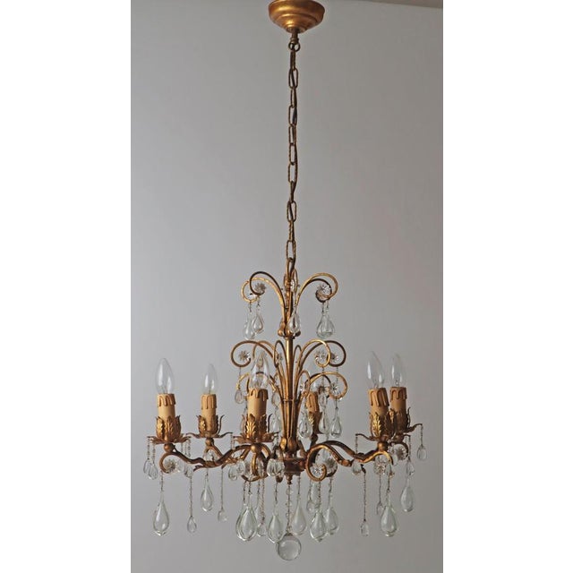 Hollywood Regency Golden Stars and Water Drops Chandelier, Italy, 1930s For Sale - Image 14 of 18