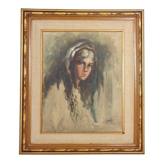 19th Century Isaac L. Williams (1817 - 1895) Signed Oil on Canvas "Portrait of a Gypsy" For Sale
