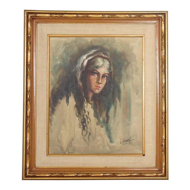 19th Century Isaac L. Williams (1817 - 1895) Signed Oil on Canvas "Portrait of a Gypsy" For Sale